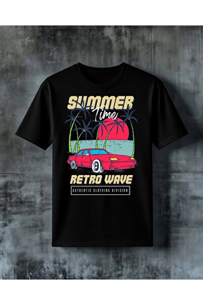 COMVİCHO Summer Retro Wave Printed Oversize T-Shirt