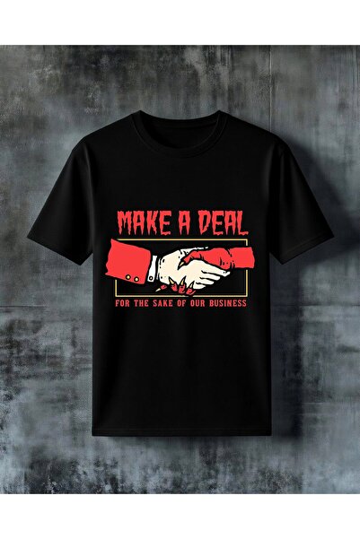 COMVİCHO تي شيرت مطبوع كبير الحجم من ماركة make a deal isbirli