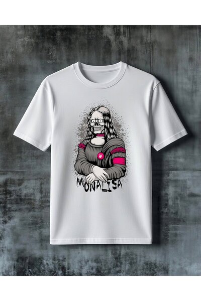 COMVİCHO Mona Lisa Skull Printed Oversize T-Shirt