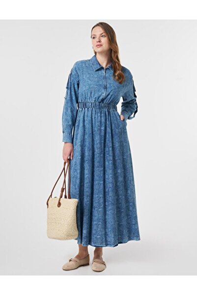 KYR Sporty Stitched Denim Dress Blue