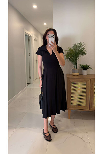 BİRCANÇİL Rochie din modal cu guler polo Dinos, neagră