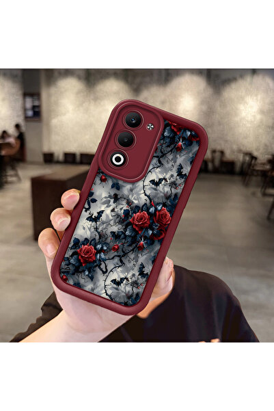 ucuc Oppo A5 4G/5G Uyumlu Darbeye Dayanıklı Kamera Korumalı Bordo Silikon Bas...