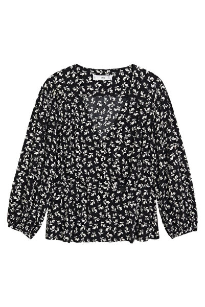 MANGO Black Floral Women's Blouse