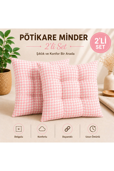 Belomia Home Collection İkili Pötikare Desen Minder | Ekose Desen 2'li Minder...