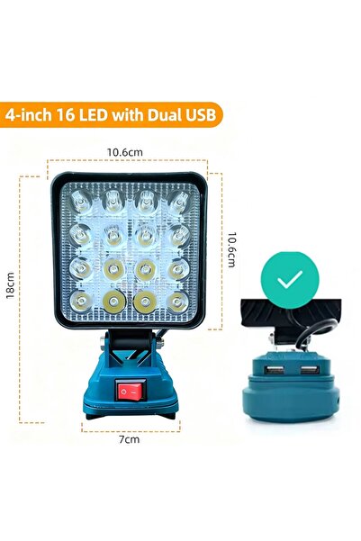 Choice3 4 inch WITH USB For Makita 14.4V-18V Li-ion Battery Lantern Outdoor F...