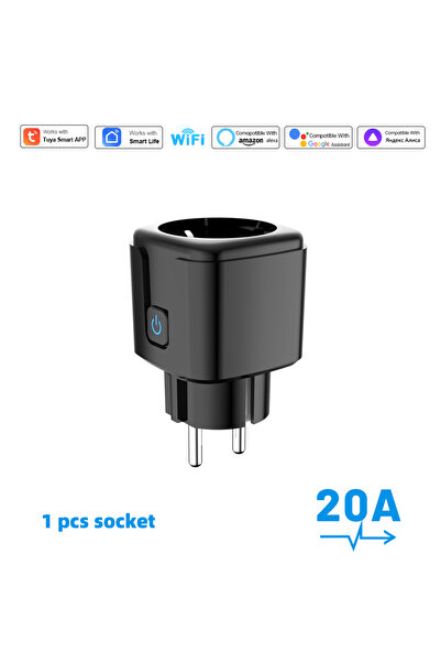 Choice5 WiFi 20A 1PCS Tuya Smart Socket WiFi Remote Control EU Plug with Ener...