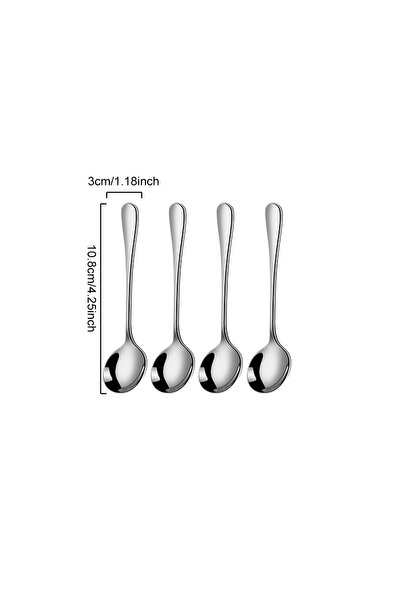 Choice4 10.8cm Silver Stainless Steel Tea Spoons Set Of 4 Espresso Spoon Dura...