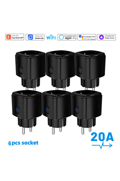 Choice3 WiFi 20A 6PCS Tuya Smart Socket WiFi Remote Control EU plug with Ener...