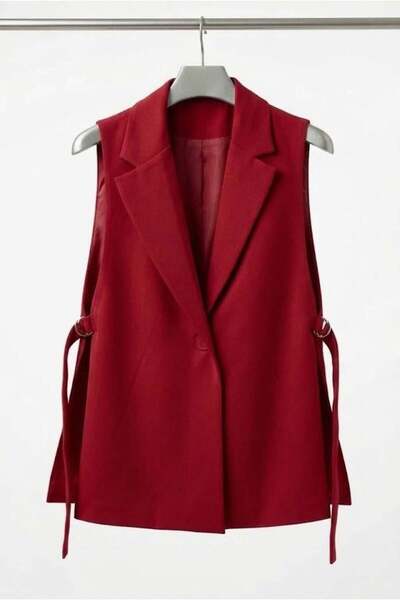 Raneel Kazançlı Alışveriş Women's Open-Sided Double-Breasted Jacket / Vest Red