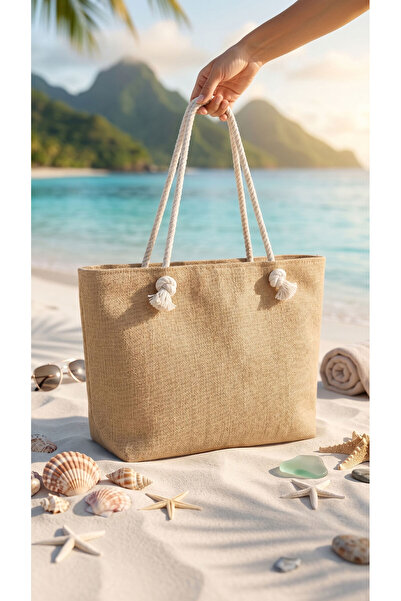 EBRUTESETTÜR Plain Straw Beach Bag Straw