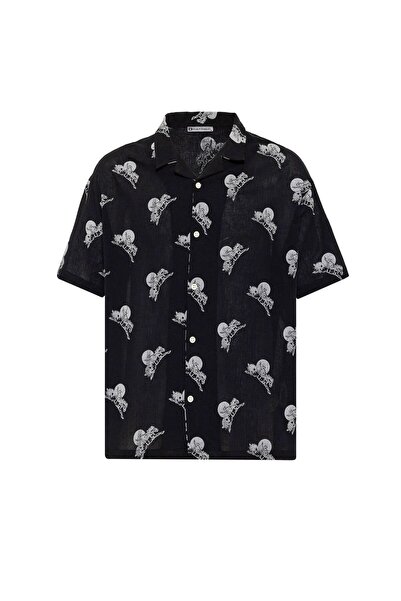 S13 Store Desenlı Kısa Kol Oversize Gömlek