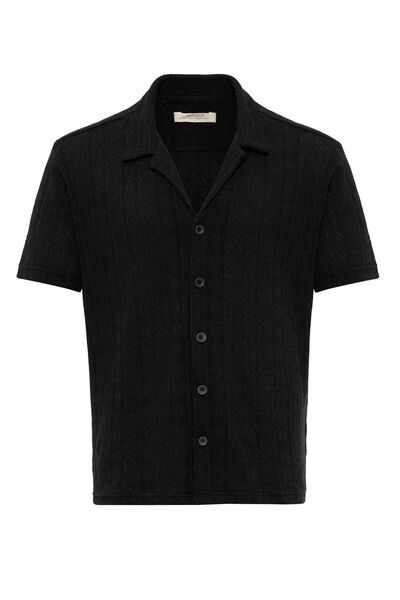 S13 Store Apaş collar knitted patterned men's shirt