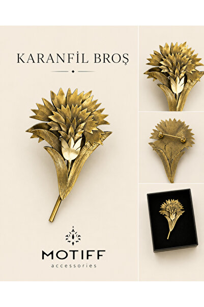 Motiff El Yapımı Pirinç Karanfil Broş
