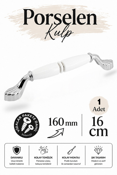 Badem10 Gardenia porcelanska ručka od belog kroma 160 mm 16 cm ručke za vrata...