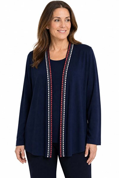 Desen Triko Women's Embroidered and Stone-Embellished Combed Cotton Cardigan ...