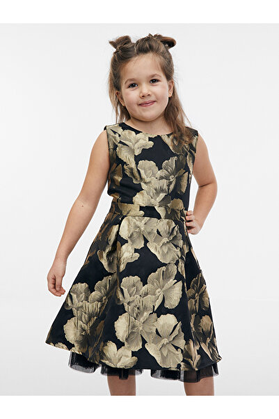 ORSAY Gold and black girl’s floral dress