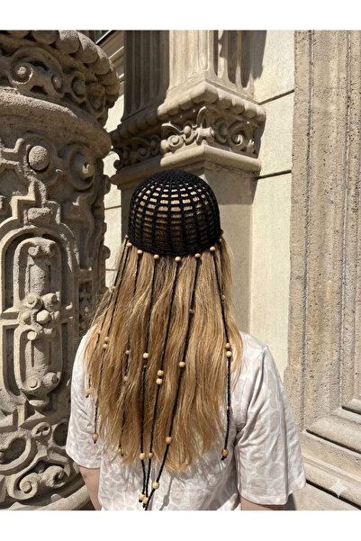 HÜMANATURAL Hand Knitted Pinterest Model Wooden Bead Detailed Summer Design H...