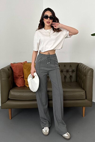 ozelia    Anthracite Waist Drawstring Trousers