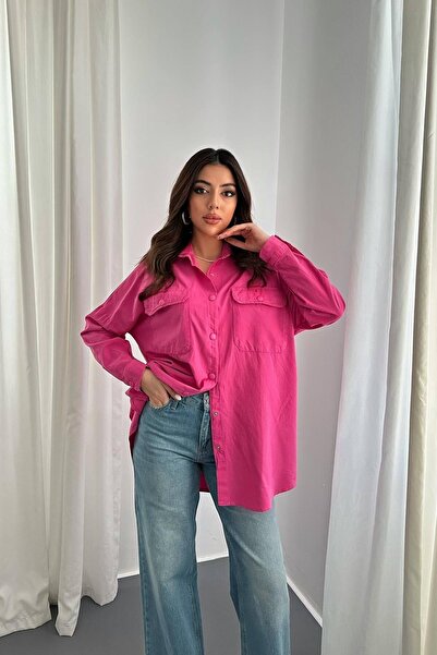 ozelia    Fuchsia Double Pocket Flap Snap Shirt
