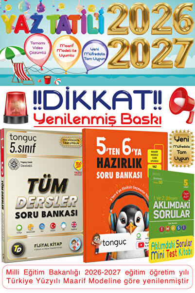 Tonguç Yayınları 5'ten 6'ya Hazırlık Kitabı & 5. Sınıf Tüm Dersler Fijital So...