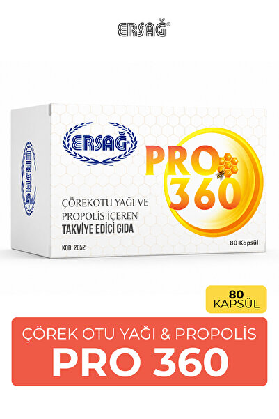 Ersağ Pro 360 Propolis ve Çörekotu Yağı İçeren Takviye Edici Gıda 80 Jel Kapsül