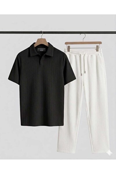 ALİ.COM Ottoman Tissue-Lined Lycra Flexible Fabric T-Shirt and Pants 2-Piece Set