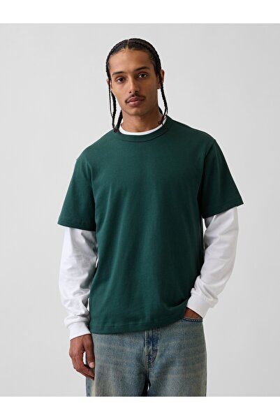 GAP Erkek Koyu Yeşil Heavyweight Relaxed T-Shirt