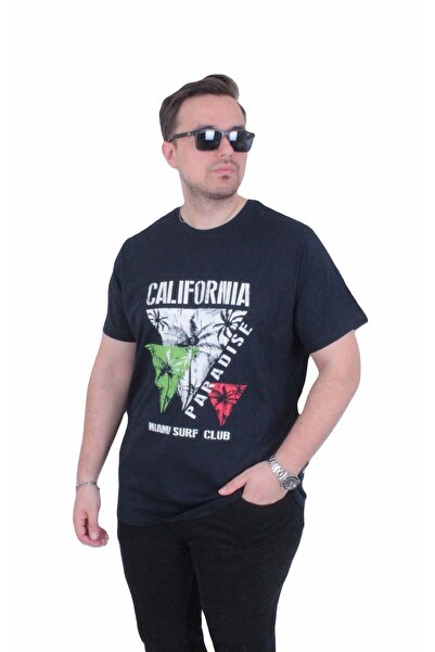 Starbattal Men's Large Size Crew Neck T-Shirt Paradise 26153 Navy Blue