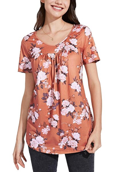 Other Enmain Womens Casual Tunic Tops V Neck Short Sleeve Floral Shirts Loose...