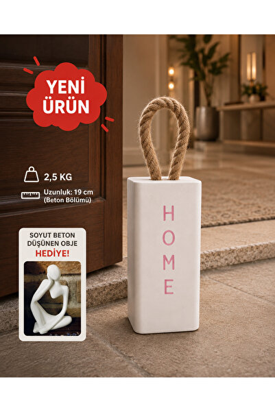 mythos Soft Pink Home Text Door Stopper White |   Luxury Decorative Wicker Ro...
