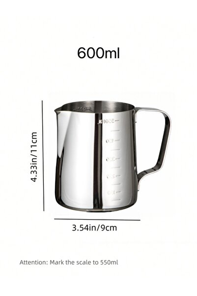 Choice1 600ml Stainless Steel Milk Frothing Jug Silver Frother Coffee Latte C...