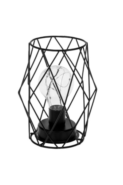 DAsiNU Black Metal Mesh Table Lamp with 10 Chain LEDs 12x12x16.5cm