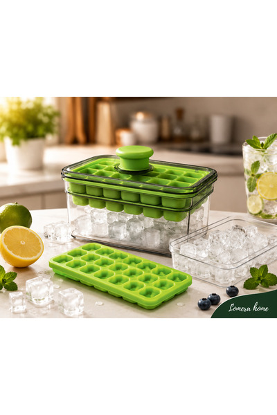 Lomera Home 2 Katlı Basmalı Hazneli Buz Kalıbı ve Saklama Kutusu