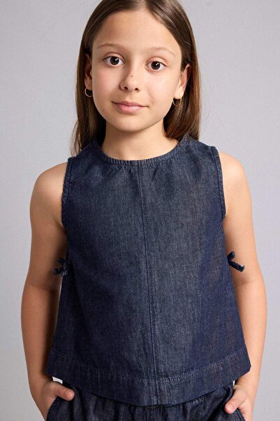 DeFacto Crew Neck Jean Sleeveless Blouse Girls H7175A826Sm