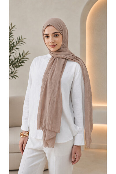 Big ModaEbrar Beige Plain Cotton Comfort Shawl - 028