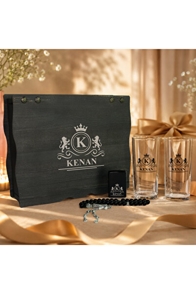 hediyekralı Kişiye Özel Premium Ahşap Kutulu Rakı Seti 2 Rakı Bardağı Tesbih ...
