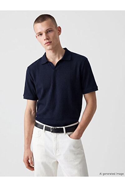 LC Waikiki Tricou pentru bărbați cu guler tip Roba, din bumbac pieptănat, aju...
