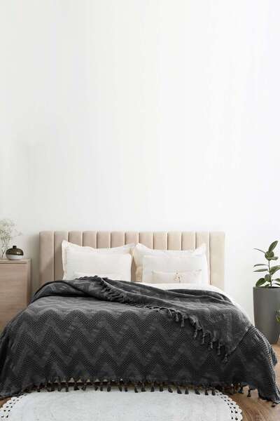 FARİKA Double Pique Size: 200 X 230 Cm Anthracite