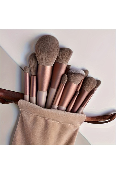 Choice 13PCS-HZS-A18-Khaki 13PCS Vegan Makeup Brush Set-Rose Gold Luxury Brus...