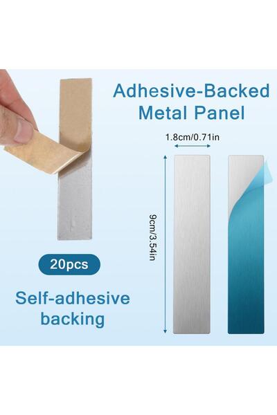 Choice 20PCS Adhesive Metal Plates 20PCS Self-Adhesive Steel Strips Magnetic ...