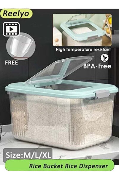 Generic Sealed Rice Bucket with Measuring Cup, 8/13/18KG Clear Food Dispenser...
