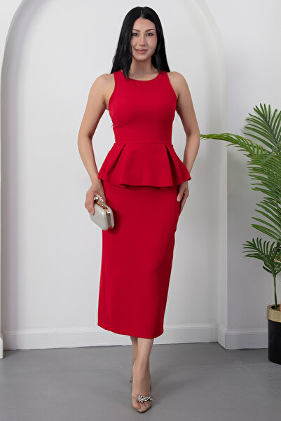 PULLIMM Crew Neck Strap Flounce Dress Dks1002
