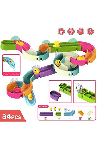 Choice1 34pcs Baby DIY Assembling Track Slide Suction Cup Toys Bath Tub Toys ...