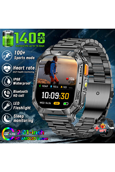 Choice11 Black Steel Belt 2026 New Grade 1400 mAh Battery Smart Watch Men 2.0...