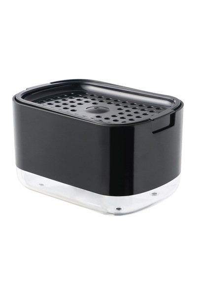 Choice black 1PC Oval Plastic Soap Dispenser with Sponge Holder, Kitchen Pres...