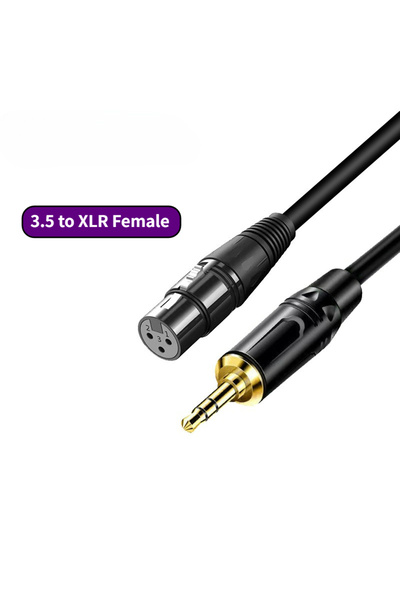Choice17 كابل صوت 0.3 متر من أنثى 3.5 ملم إلى ذكر XLR ثلاثي الأطراف، محول صوت...