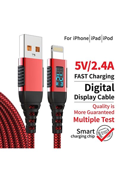 Choice6 كابل شحن سريع USB-A إلى Lightning بطول 1 متر مع شاشة عرض رقمية، معتمد...