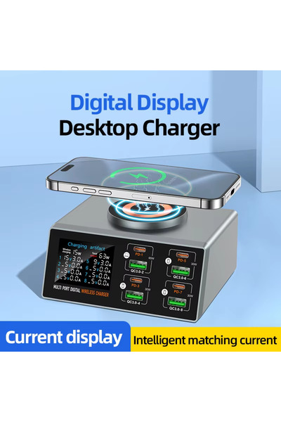 choice2 Silver EU New 140W Multi-Function Charger Wireless Charger 8-Port PD+...
