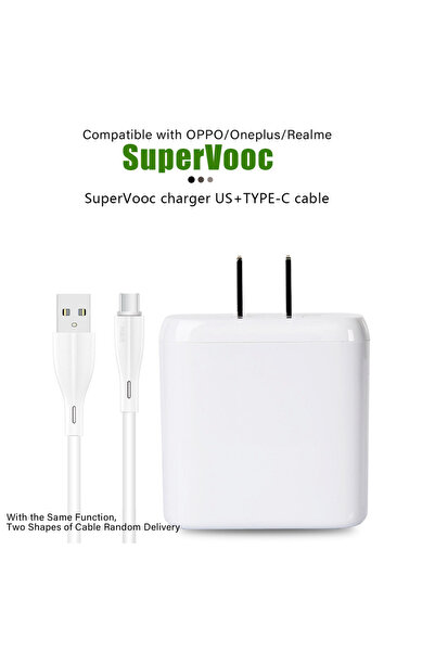 Choice1 شاحن سريع جديد 65 واط Supervooc 2.0 مع كابل 1 متر لهواتف K9 Find X2 X...