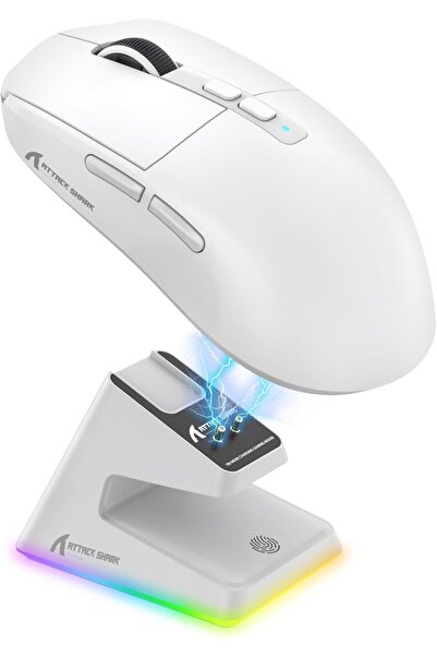 choice2 ماوس ألعاب لاسلكي خفيف الوزن ATTACK SHARK X6 أبيض أصلي مع قاعدة شحن ب...